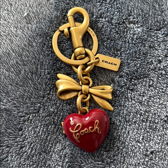 EUC/NWOT Coach Bow Heart Locket Bag Charm - Picture 1 of 3